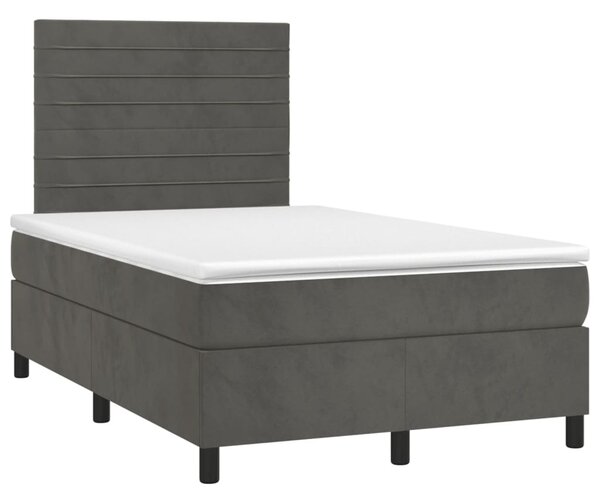 VidaXL Κρεβάτι Boxspring με Στρώμα Σκούρο Γκρι 120x200 εκ. Βελούδινο