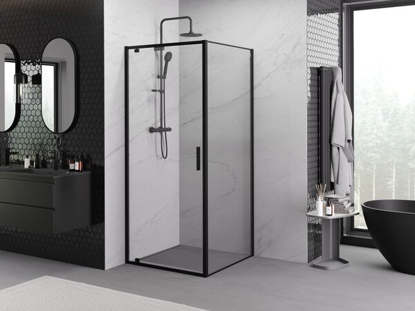 Mexen Exo καμπίνα ντους ανοιγόμενη 90 x 90 cm, διάφανη, μαύρη - 8181-090-090-70-00
