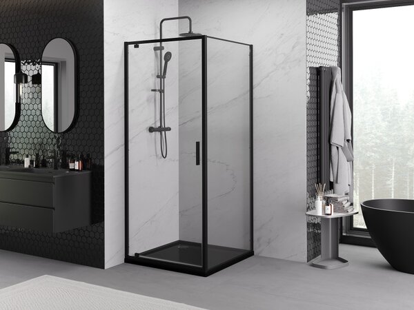 Mexen Exo καμπίνα ντους ανοιγόμενη 90 x 90 cm, διάφανη, μαύρη - 8181-090-090-70-00