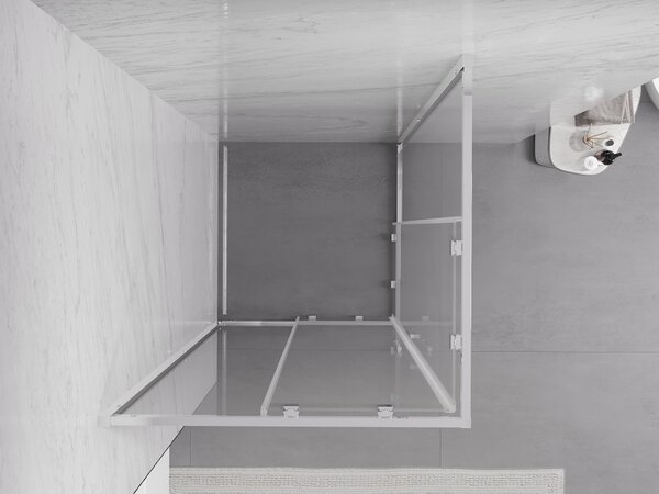 Mexen Exo-S Duo τετράγωνη συρόμενη καμπίνα ντους 90 x 90 cm, διαφανές, χρώμιο