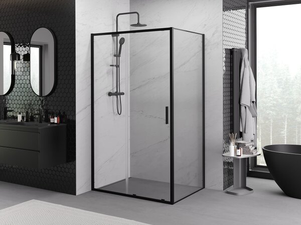 Mexen Exo-S συρόμενη καμπίνα ντουζιέρας 120 x 90 cm, διαφανές, μαύρο - 8151-120-090-70-00