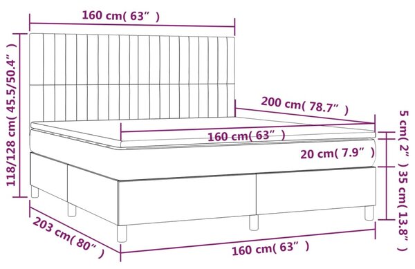 VidaXL Κρεβάτι Boxspring με Στρώμα Μαύρο 160x200 εκ. Βελούδινο