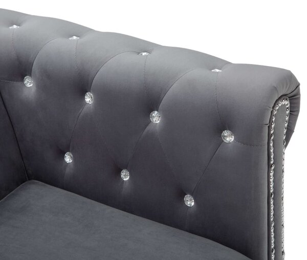 VidaXL Καναπές Τριθέσιος Chesterfield Γκρι 199 x 75 x 72 εκ. Βελούδο