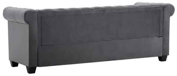 VidaXL Καναπές Τριθέσιος Chesterfield Γκρι 199 x 75 x 72 εκ. Βελούδο