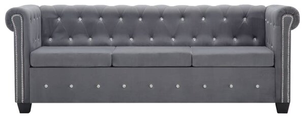 VidaXL Καναπές Τριθέσιος Chesterfield Γκρι 199 x 75 x 72 εκ. Βελούδο