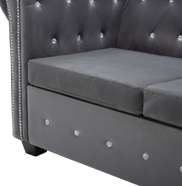 VidaXL Καναπές Τριθέσιος Chesterfield Γκρι 199 x 75 x 72 εκ. Βελούδο