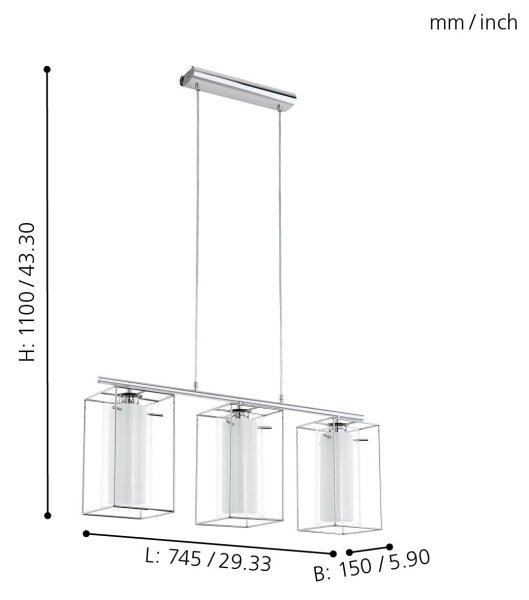 Eglo 94378 - Πολύφωτο LONCINO 1 3xE27/60W/230V