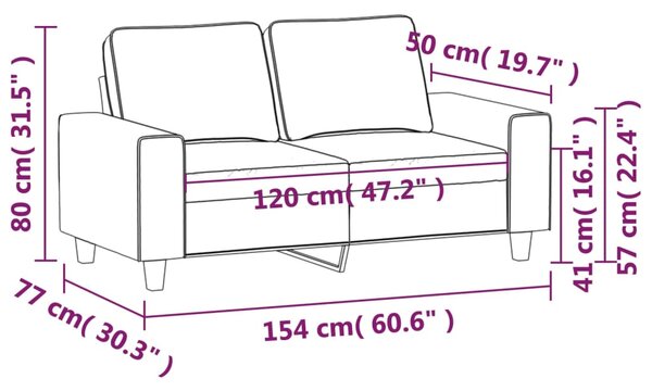 VidaXL Καναπές Διθέσιος Σκούρο γκρι 120 εκ. Ύφασμα μικροϊνών