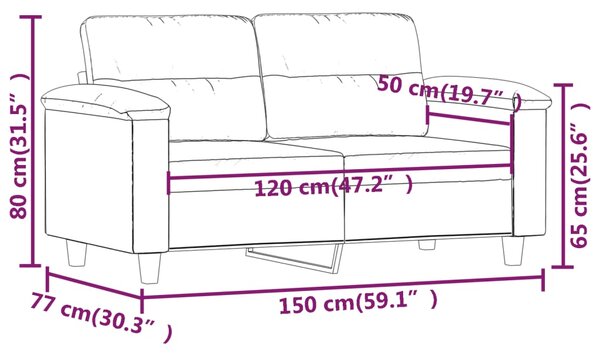 VidaXL Καναπές Διθέσιος Σκούρο γκρι 120 εκ. Ύφασμα μικροϊνών
