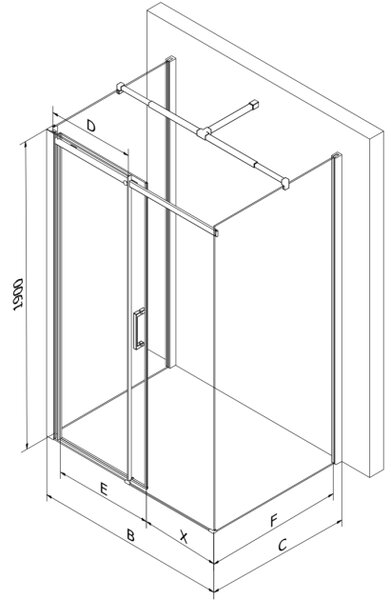 Mexen Omega-3S καμπίνα ντους 3-πλευρών, συρόμενη 100x80 cm, διαφανής, χρώμιο +