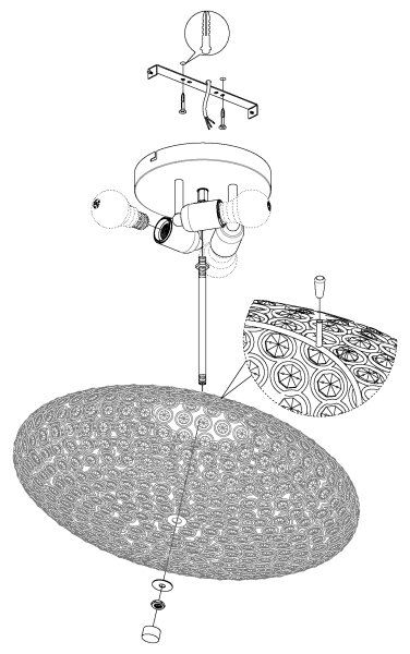 Eglo 95285 - Κρυστάλλινο φωτιστικό οροφής CLEMENTE 3xE27/60W/230V