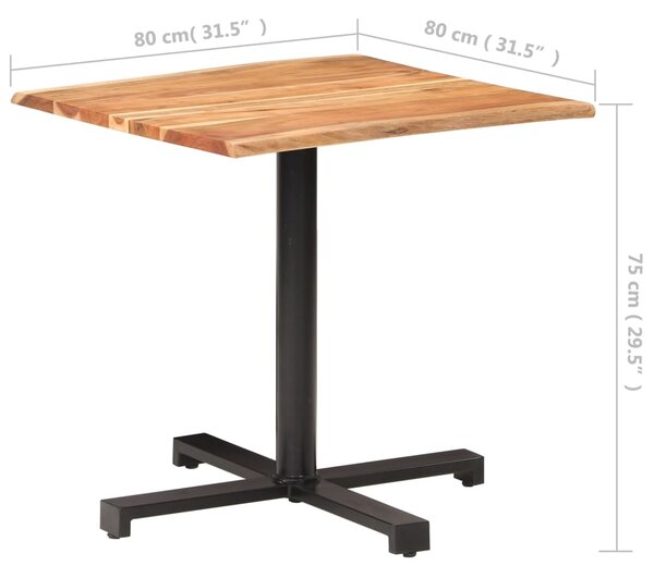 VidaXL Τραπέζι Bistro Live Edge 80x80x75 εκ. από Μασίφ Ξύλο Ακακίας