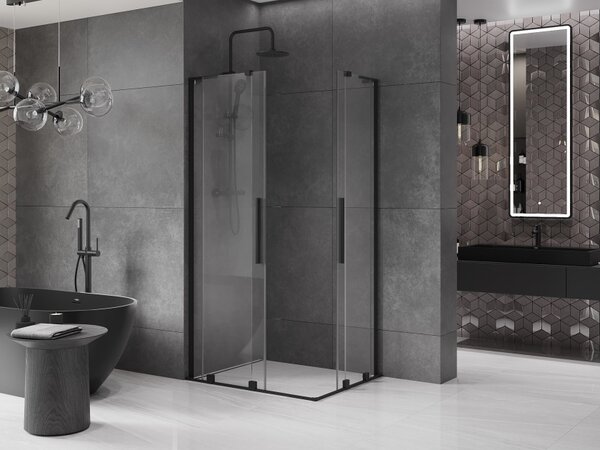 Mexen Velar L Διπλή συρόμενη καμπίνα ντους 100 x 90 cm, διάφανη, μαύρη