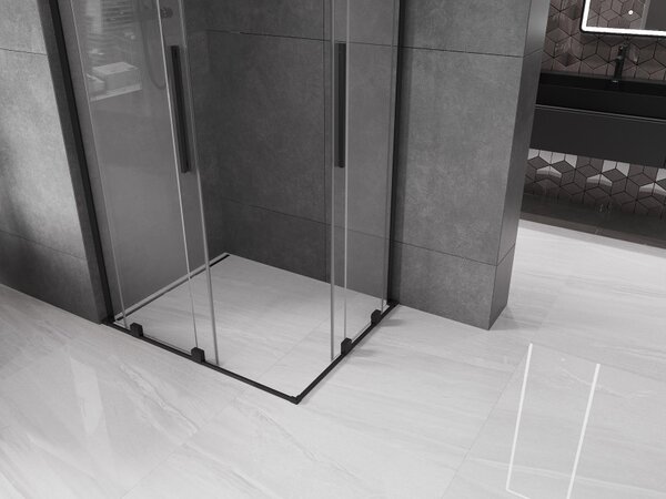 Mexen Velar L Διπλή συρόμενη καμπίνα ντους 100 x 90 cm, διάφανη, μαύρη