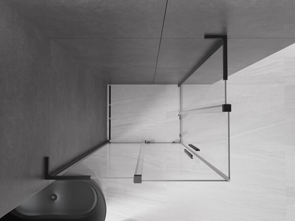 Mexen Velar L Διπλή συρόμενη καμπίνα ντους 100 x 90 cm, διάφανη, μαύρη