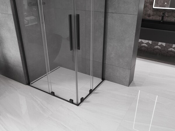 Mexen Velar L Διπλή συρόμενη καμπίνα ντους 100 x 90 cm, διάφανη, μαύρη