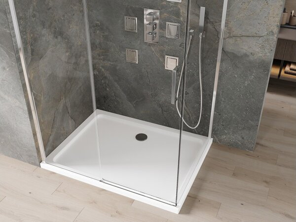 Mexen Omega συρόμενη καμπίνα ντους 120 x 70 cm, διαφανές, χρώμιο + μπανιέρα Flat