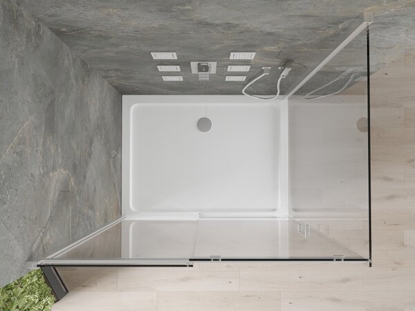 Mexen Omega συρόμενη καμπίνα ντους 120 x 70 cm, διαφανές, χρώμιο + μπανιέρα Flat