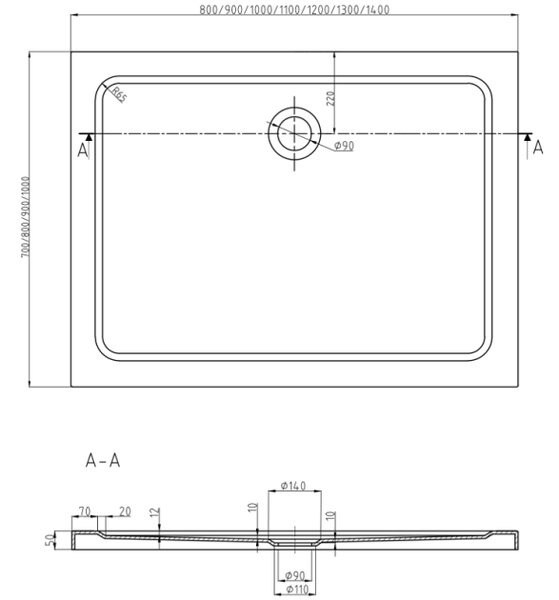 Mexen Omega καμπίνα ντους συρόμενη 100 x 90 cm, γραφίτης, χρώμιο + ντουζιέρα Flat