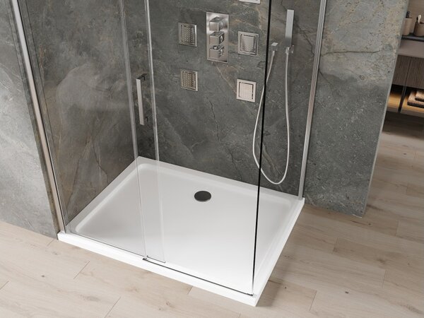 Mexen Omega συρόμενη καμπίνα ντους 120 x 70 cm, διαφανές, χρώμιο + μπανιέρα Flat