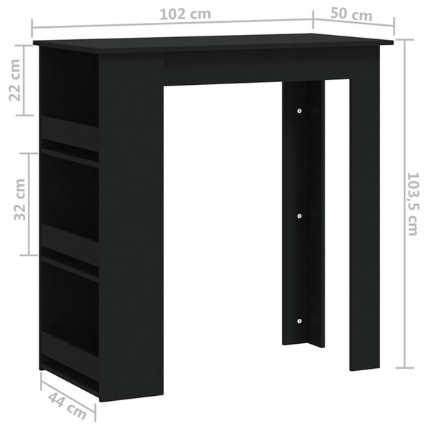 VidaXL Τραπέζι Μπαρ με Ράφια Μαύρο 102x50x103,5 εκ. Επεξ. Ξύλο