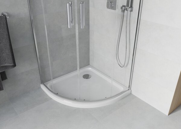 Mexen Rio καμπίνα ντους ημικυκλική 80 x 80 cm, διάφανη, χρώμιο + ντουζιέρα Flat