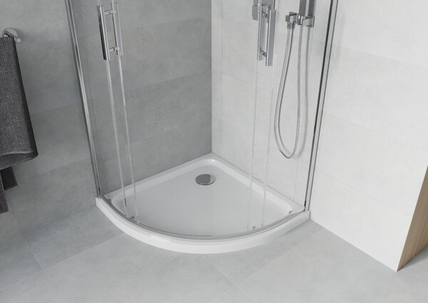 Mexen Rio καμπίνα ντους ημικυκλική 80 x 80 cm, διάφανη, χρώμιο + ντουζιέρα Flat