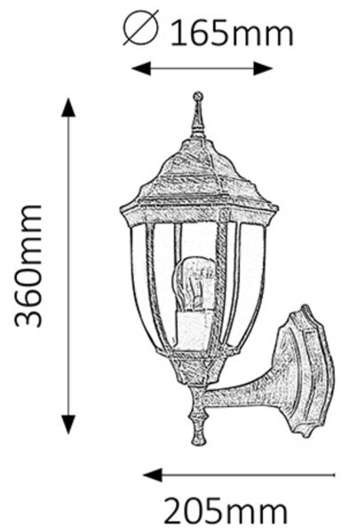 Rabalux 8452 - Φως τοίχου εξωτερικού χώρου NIZZA 1xE27/60W/230V