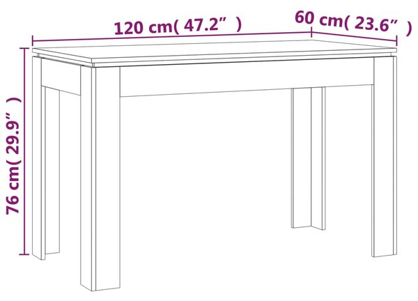 VidaXL Τραπεζαρία Γκρι Sonoma 120 x 60 x 76 εκ. από Επεξεργασμένο Ξύλο