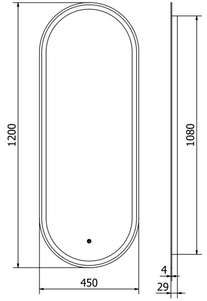 Mexen Bono Καθρέφτης μπάνιου φωτιζόμενος 45 x 120 cm, LED 6000K, αντιθαμβωτικός