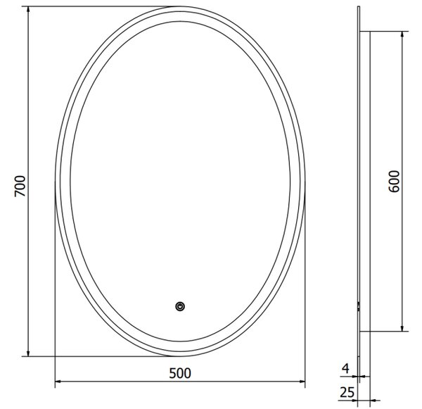 Mexen Elz φωτιζόμενος καθρέπτης μπάνιου 50 x 70 cm, LED 6000K, αντιθαμβωτικό