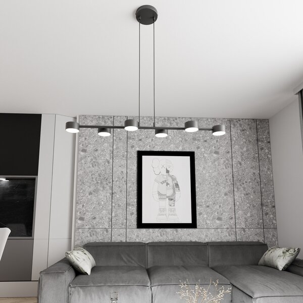 EMIBIG LIGHTING Ακτινοβολέας οροφής, Megara, μήκος 80 cm, μέταλλο, 6 φτερά., ρυθμιζόμενος, Μαύρο, Σαλόνι / τραπεζαρία, Μέταλλο, σύγχρονο