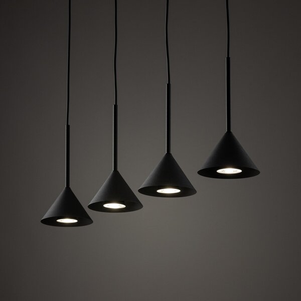 TK Lighting Κρεμαστό φωτιστικό Cono Mini, 4 λάμπες, μαύρο GU10, ρυθμιζόμενος, Μαύρο, Σαλόνι / τραπεζαρία, Μέταλλο, σύγχρονο
