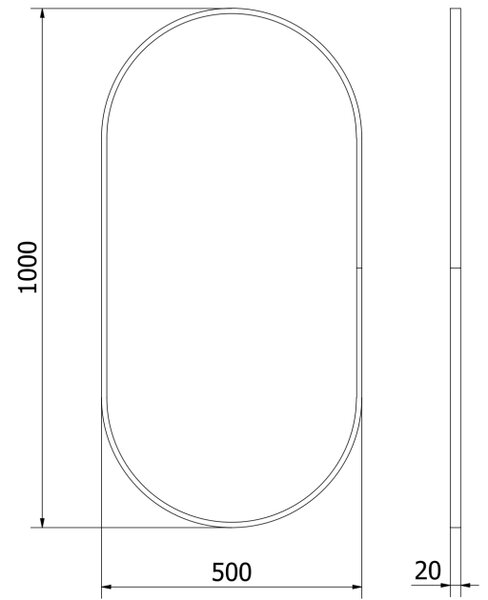 Mexen Loft οβάλ καθρέφτης μπάνιου 100 x 50 cm, χρυσό πλαίσιο - 9851-100-050-000-50
