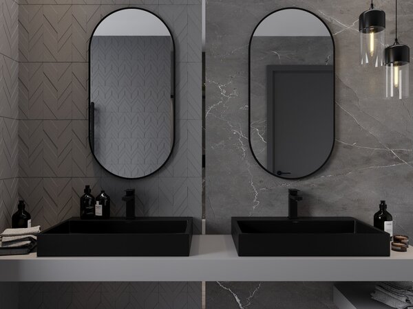 Mexen Loft καθρέφτης μπάνιου οβάλ 100 x 50 cm, μαύρο πλαίσιο - 9851-100-050-000-70