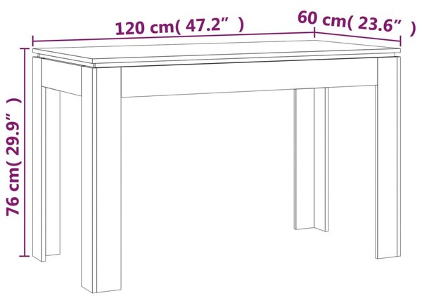 VidaXL Τραπεζαρία Καφέ Δρυς 120 x 60 x 76 εκ. από Επεξεργασμένο Ξύλο