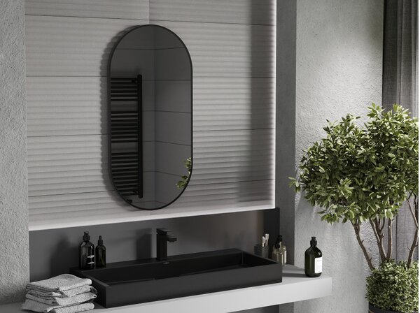 Mexen Loft καθρέφτης μπάνιου οβάλ 100 x 50 cm, μαύρο πλαίσιο - 9851-100-050-000-70