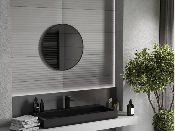 Mexen Loft στρογγυλός καθρέφτης μπάνιου 60 cm, μαύρο πλαίσιο - 9850-060-060-000-70