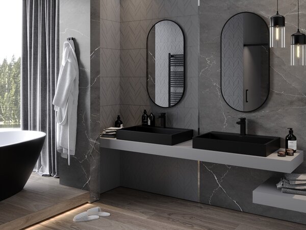 Mexen Loft καθρέφτης μπάνιου οβάλ 100 x 50 cm, μαύρο πλαίσιο - 9851-100-050-000-70