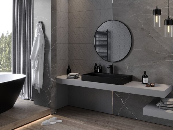 Mexen Loft στρογγυλός καθρέφτης μπάνιου 80 cm, μαύρο πλαίσιο - 9850-080-080-000-70