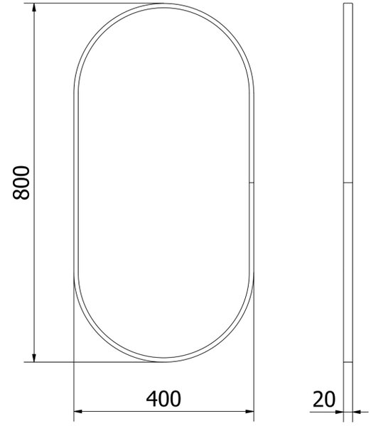 Mexen Loft Οβάλ καθρέφτης μπάνιου 80 x 40 cm, μαύρη κορνίζα - 9851-080-040-000-70
