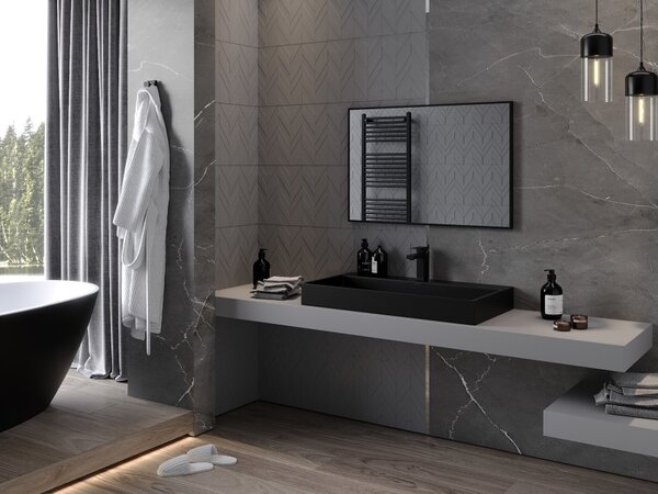 Mexen Loft ορθογώνιος καθρέπτης μπάνιου 90 x 60 εκ., μαύρο πλαίσιο - 9852-090-060-000-70
