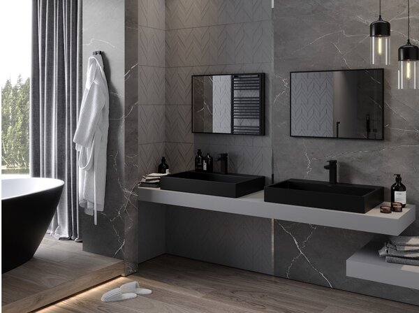 Mexen Loft ορθογώνιος καθρέφτης μπάνιου 70 x 50 cm, μαύρο πλαίσιο - 9852-070-050-000-70
