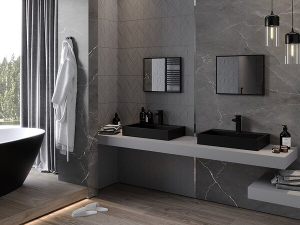 Mexen Loft ορθογώνιος καθρέφτης μπάνιου 50 x 40 cm, μαύρο πλαίσιο - 9852-050-040-000-70