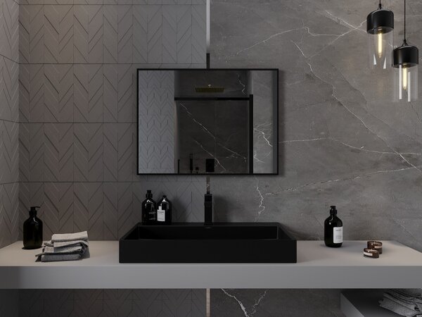 Mexen Loft ορθογώνιος καθρέφτης μπάνιου 80 x 60 cm, μαύρο πλαίσιο - 9852-080-060-000-70