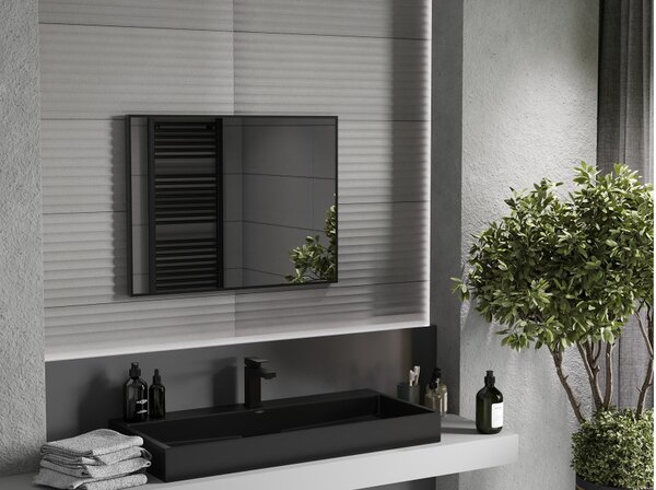Mexen Loft ορθογώνιος καθρέφτης μπάνιου 80 x 60 cm, μαύρο πλαίσιο - 9852-080-060-000-70