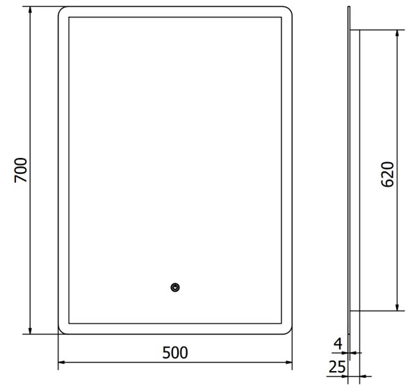 Mexen Navia φωτιζόμενος καθρέφτης μπάνιου 50 x 70 cm, LED 6000K, αντιθαμβωτικός