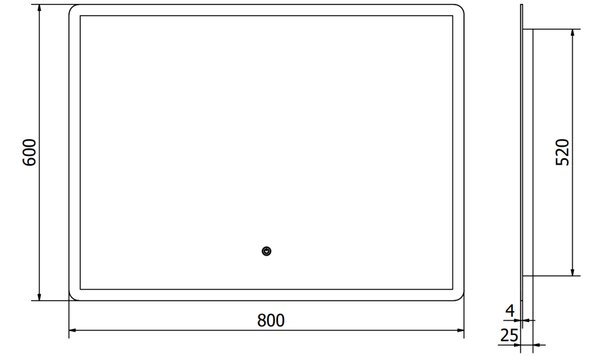 Mexen Navia καθρέφτης μπάνιου με φωτισμό 80 x 60 cm, LED 6000K, αντιθαμβωτικός