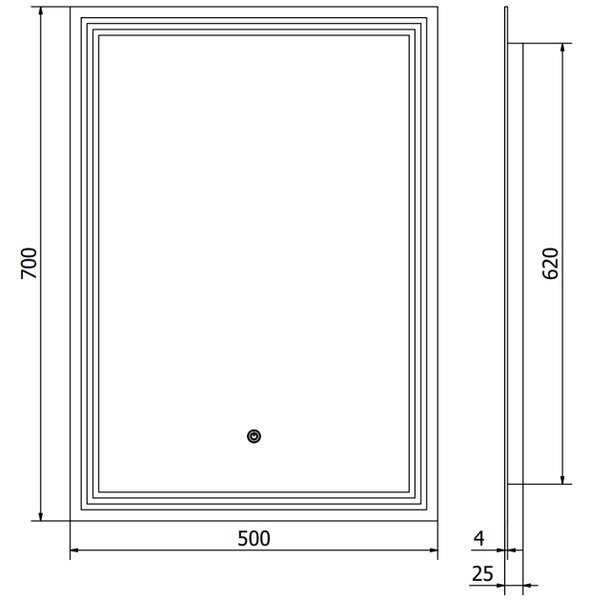 Mexen Taco φωτιζόμενος καθρέφτης μπάνιου 50 x 70 cm, LED 6000K, κατά της υγρασίας