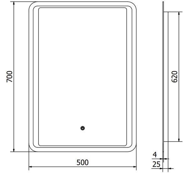Mexen Zusa καθρέφτης μπάνιου με φωτισμό 50 x 70 cm, LED 6000K, αντιθαμβωτικός